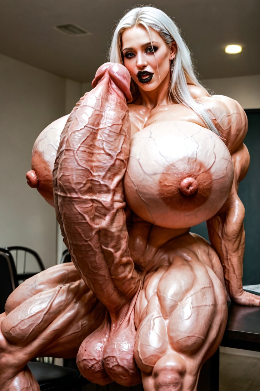 Penis Longer Than Torso, Hyper Cock That Reaches The Ceiling, Extremely Muscular Shemale AI Porn