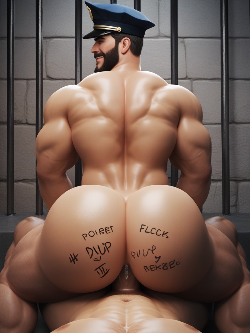 Bottom Wearing Police Uniform, Police Bottom, Dom Bottom AI Gay Porn
