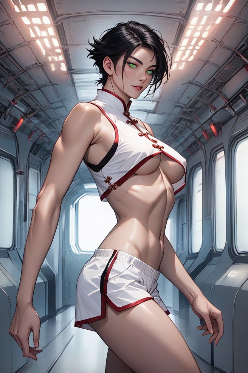 Naked Legs, In Heat, Light Green Eyes Hentai AI Porn