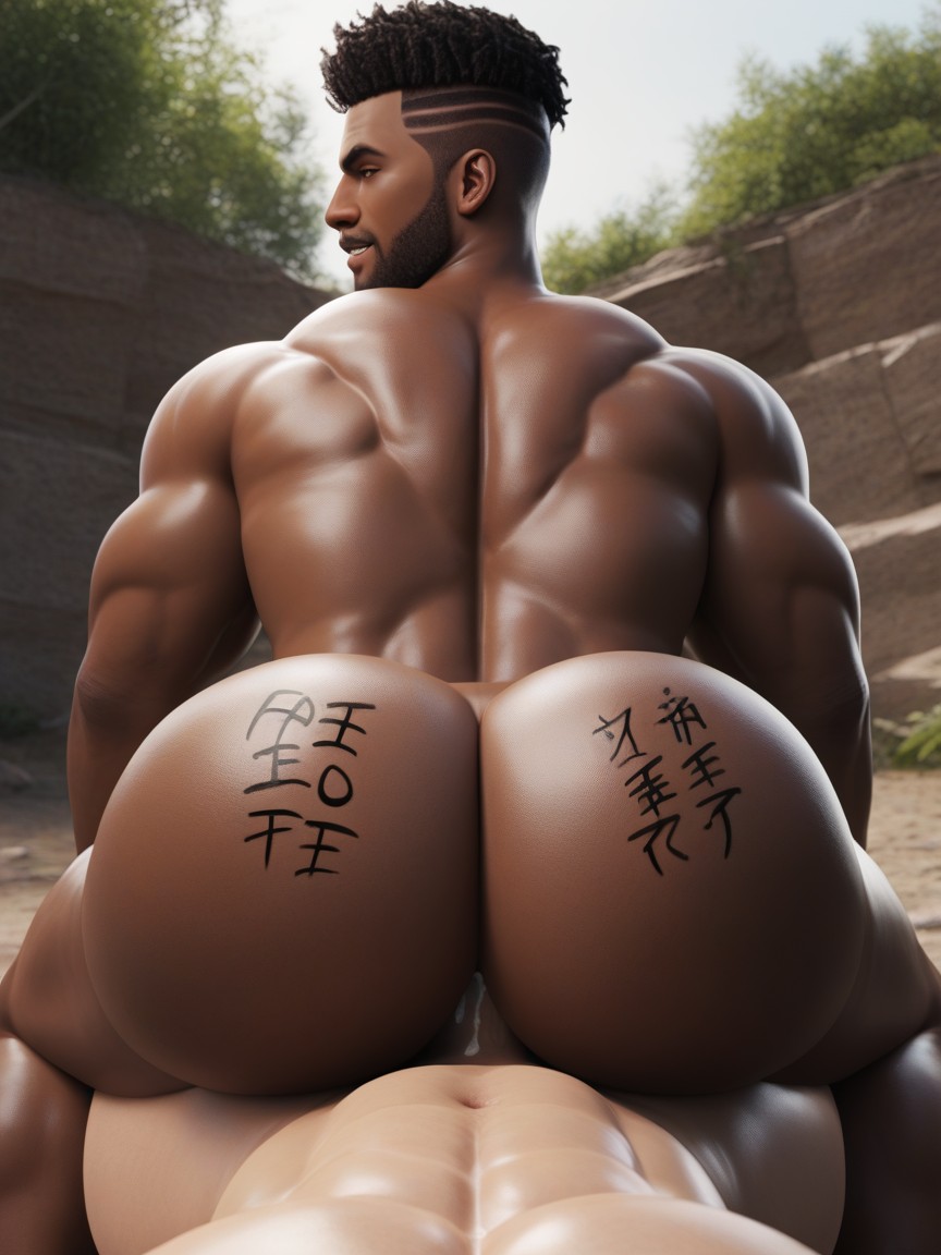 Top Is Tied Down, 20+, His Big Black Blender AI Gay Porn