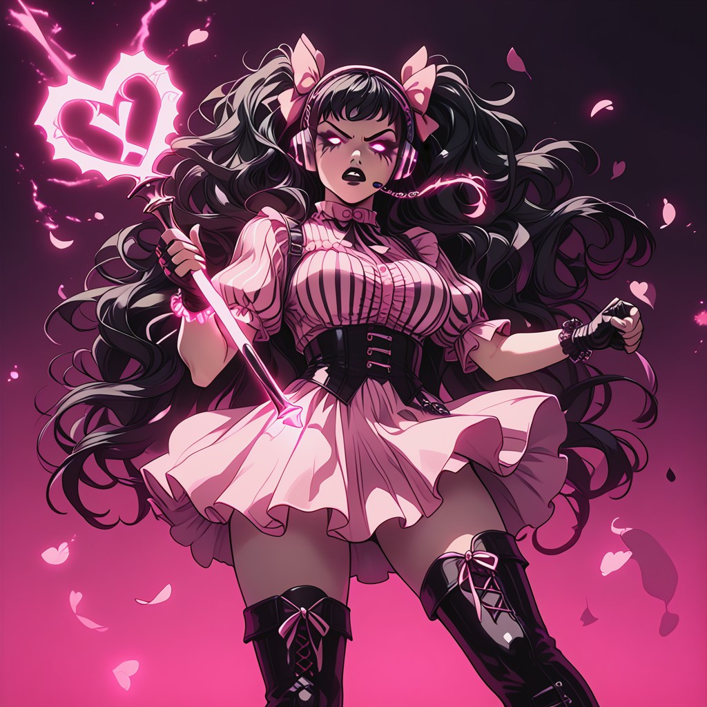 Enormous Black Boots, Pink Bows, 18+ Hentai AI Porn