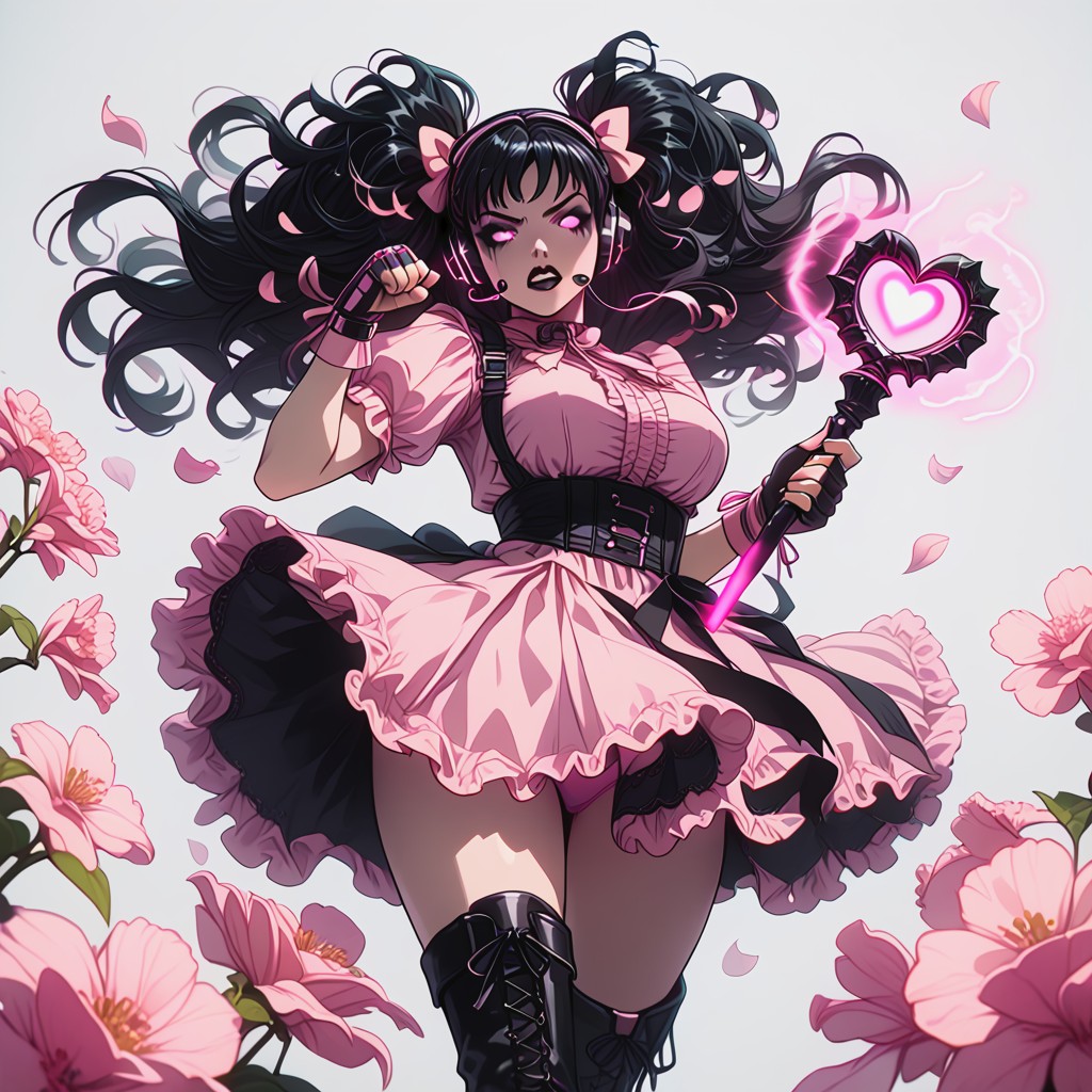 Decorative Chains, Asymmetrical Mouth, Enormous Black Boots Hentai AI Porn