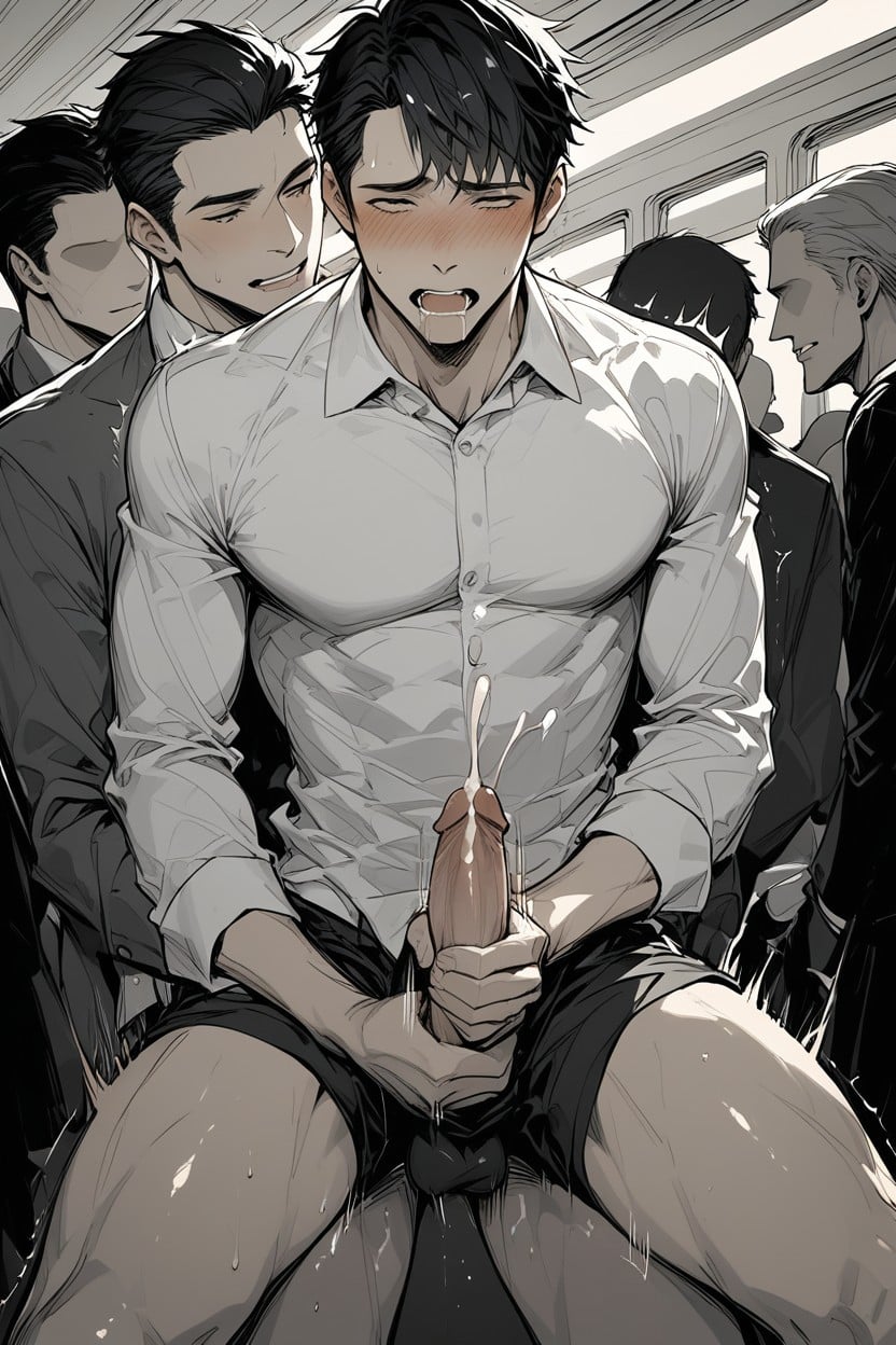 Masturbation By Hands, Effect Lines, Groping On Cock AI Gay Porn