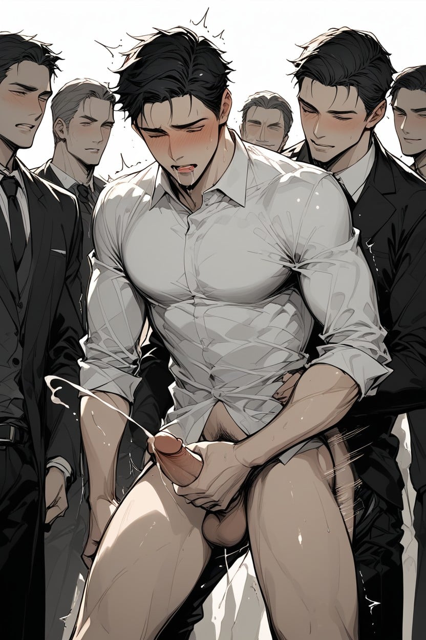 Ejaculation, Handsome, Groping On Cock AI Gay Porn