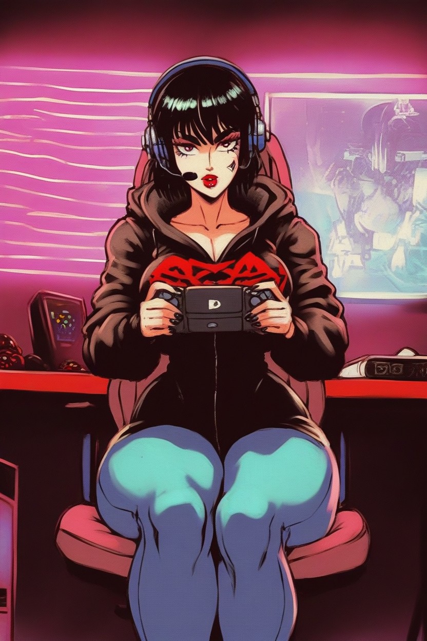 Wasp Waist, Neon Lights, Large Hips AI Porn