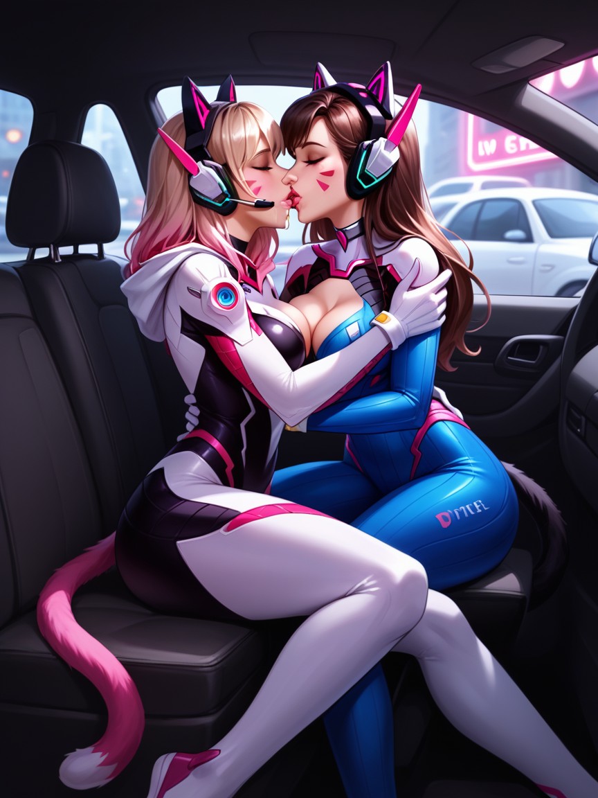Multicolored Hair, Sitting In Lap, Spider Gwen Morph Suit Hentai AI Porn