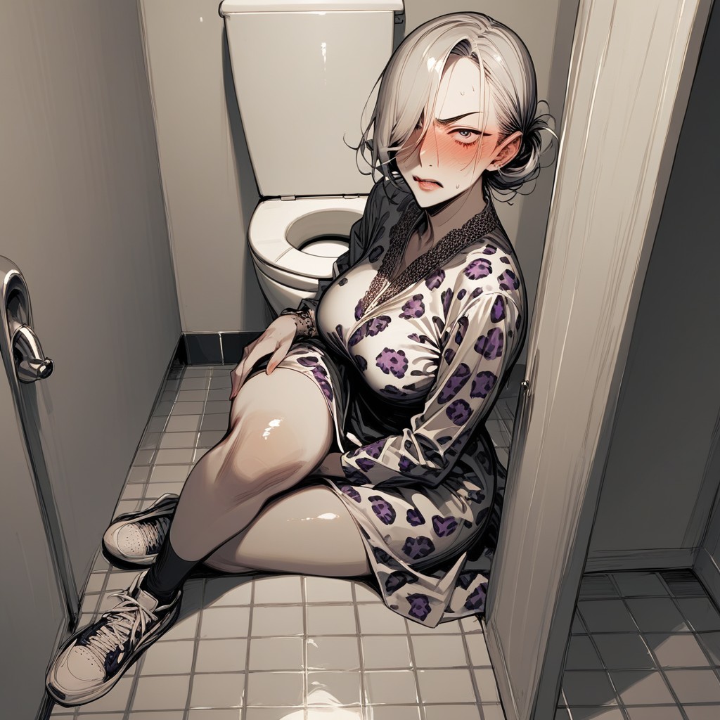 Restroom, Full-face Blush, Angry Hentai AI Porn