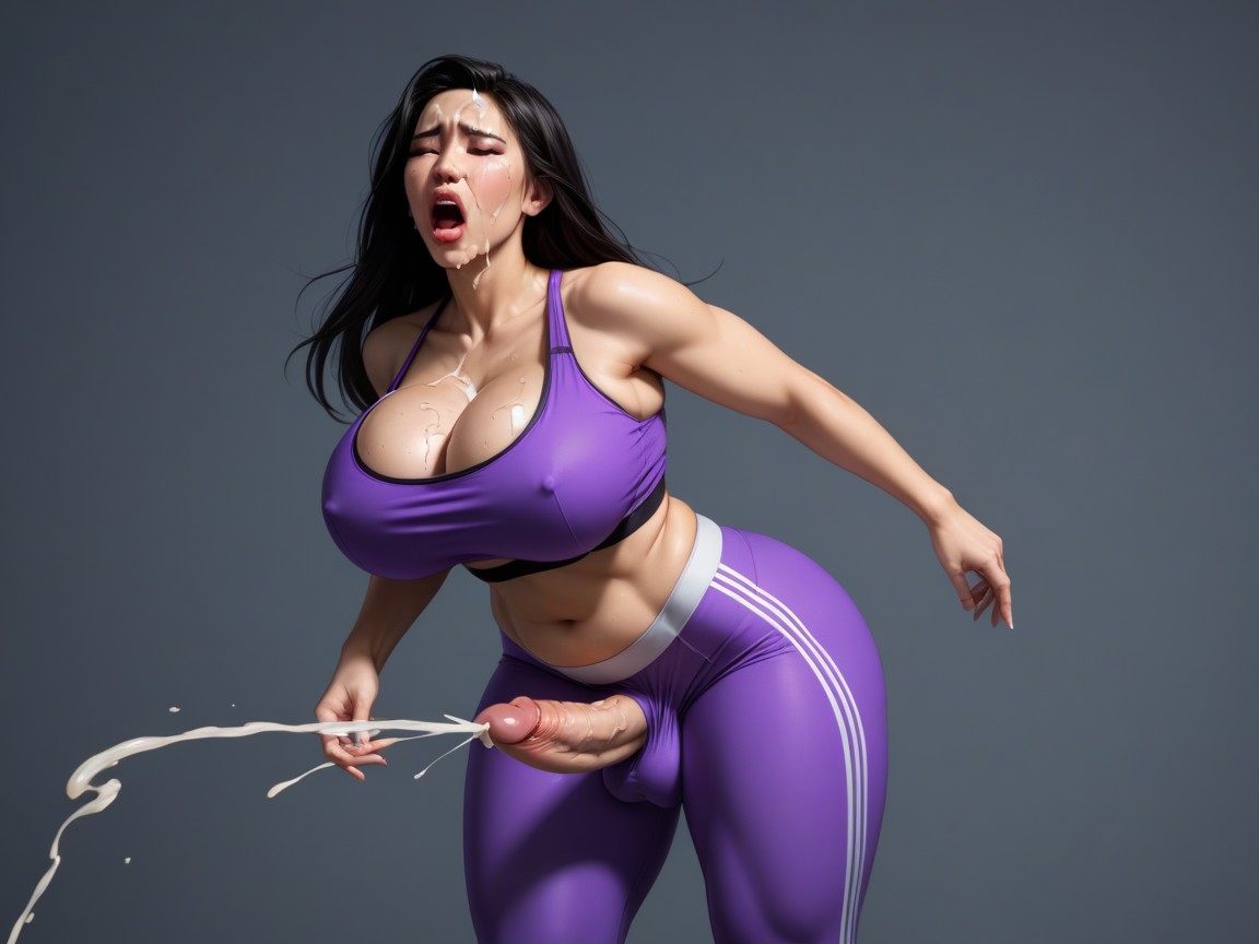 Futanari, Covered In Cum, Extreme Cleavage AI Porn