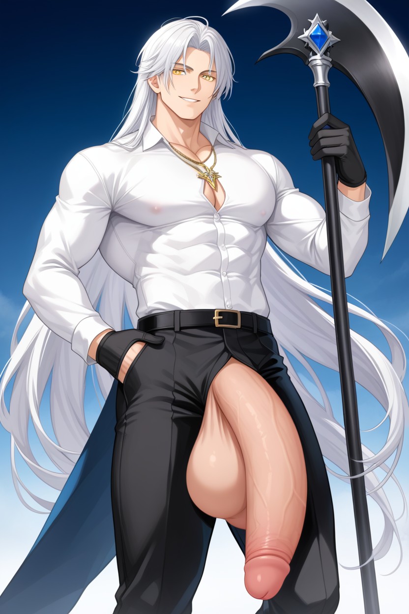 Hair, Necklace, Black Pants AI Gay Porn