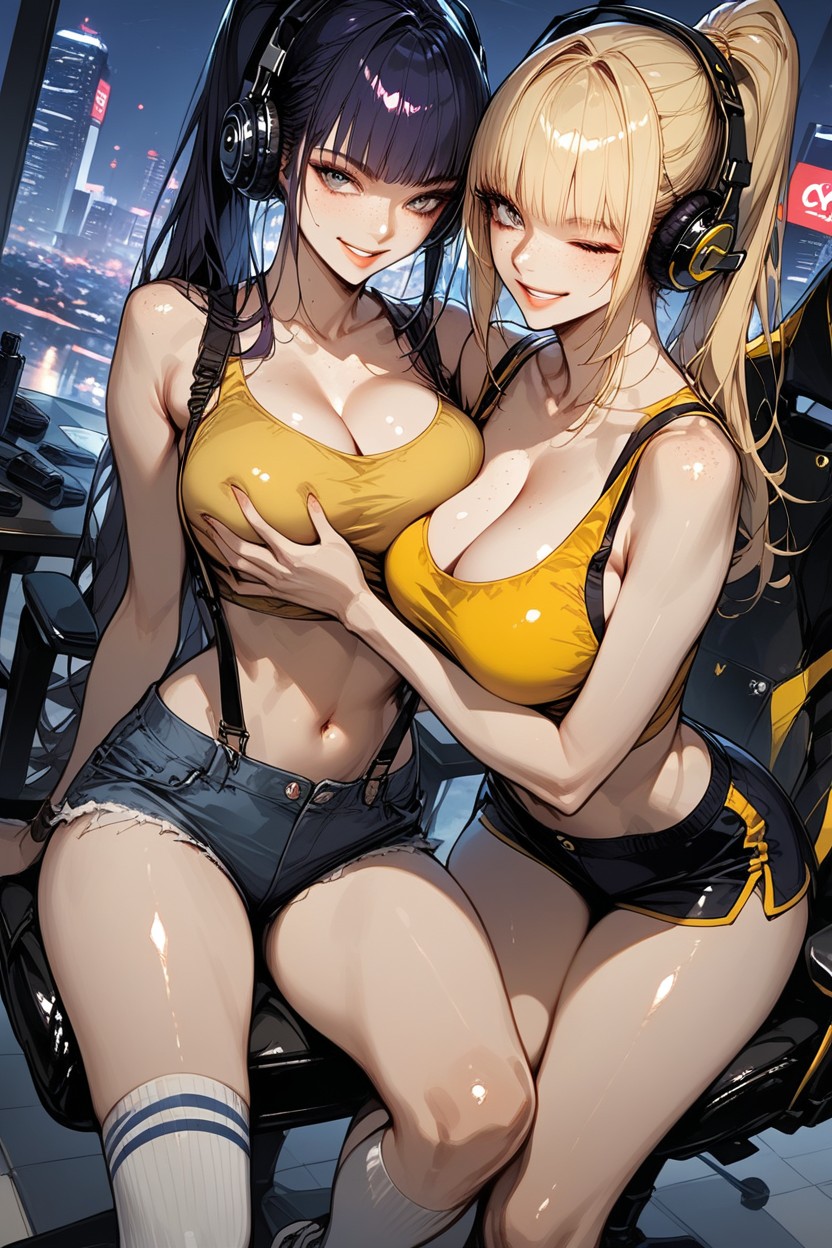 Blue Daisy Dukes, Night, Natural Breast Hentai AI Porn