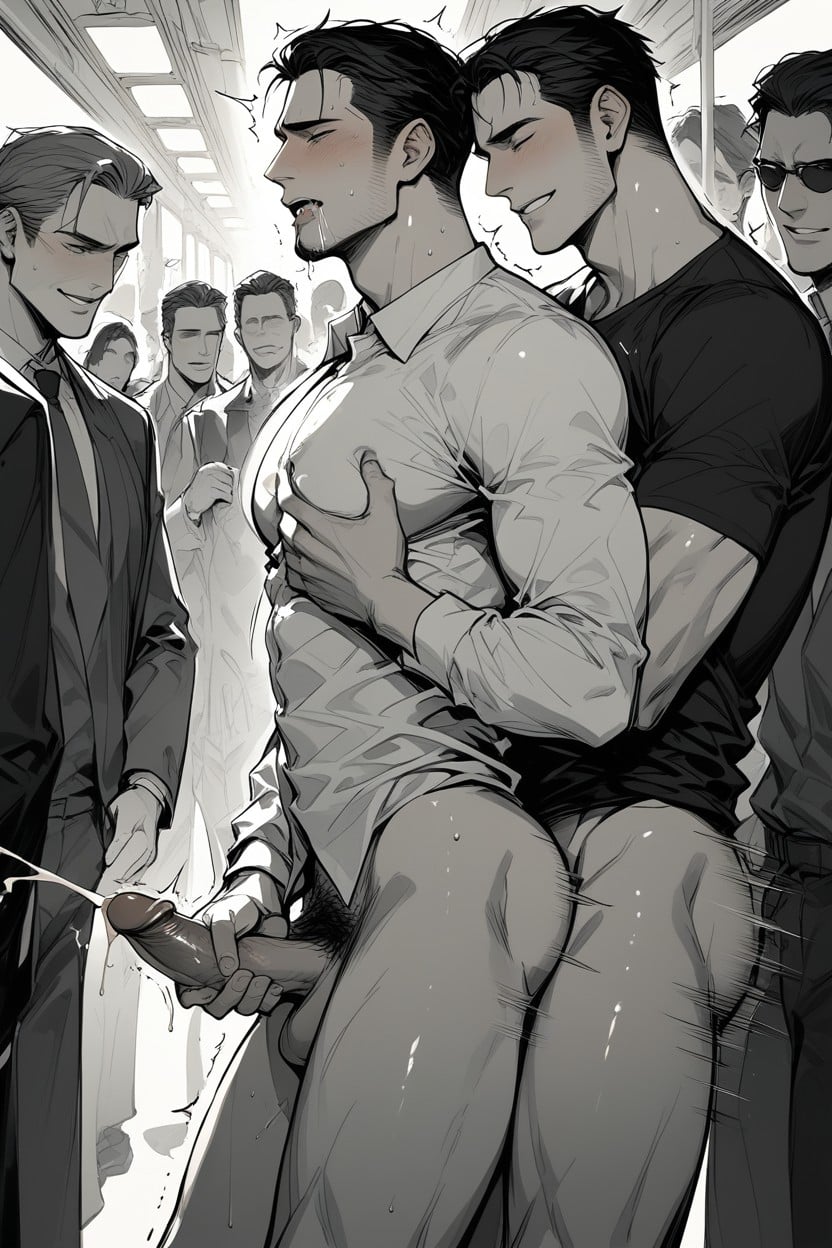 Sweaty, Ejaculation, Impact Lines AI Gay Porn