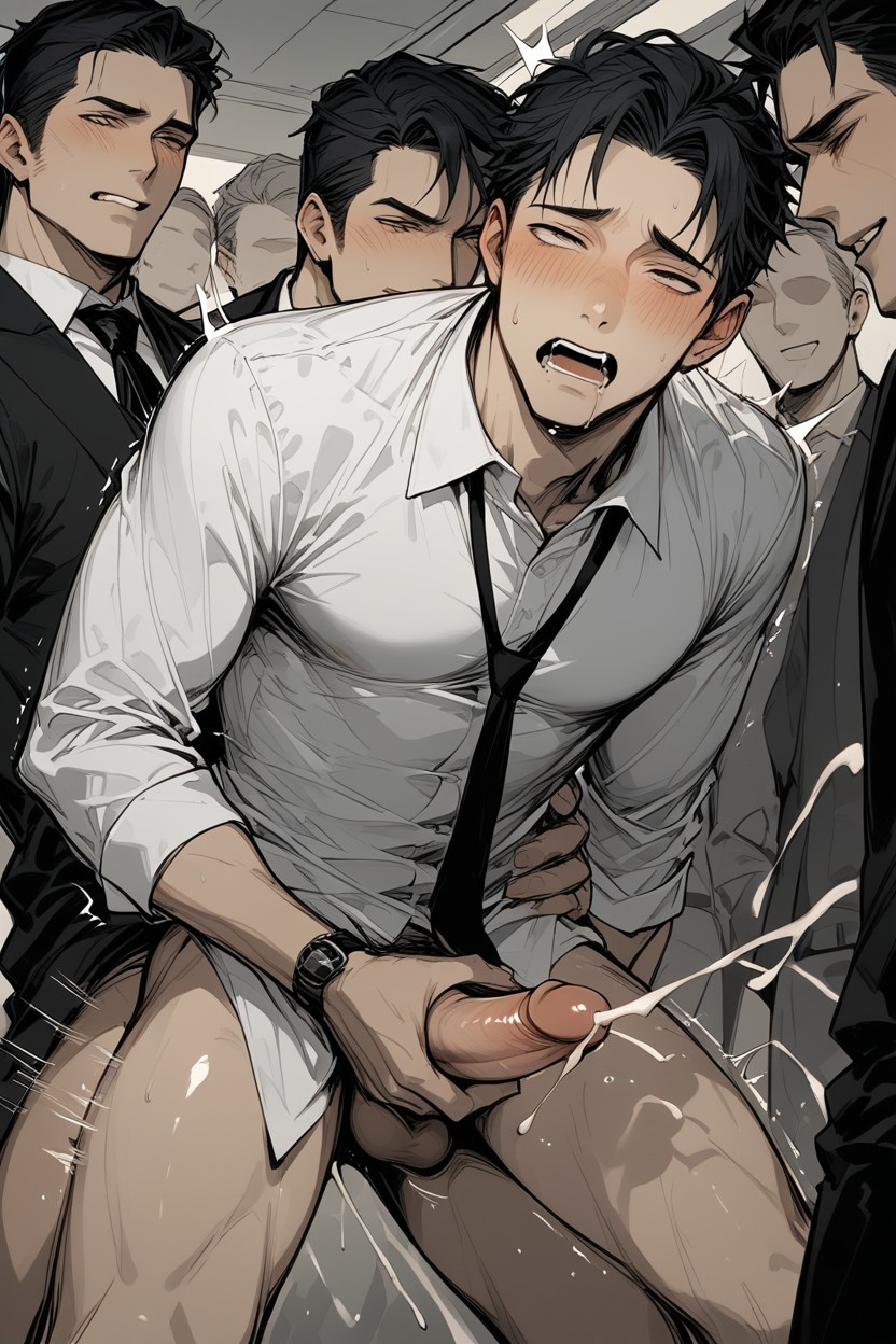 Anal Sex, Black Haired Man Groped By Crowd, Mind Breaking AI Gay Porn