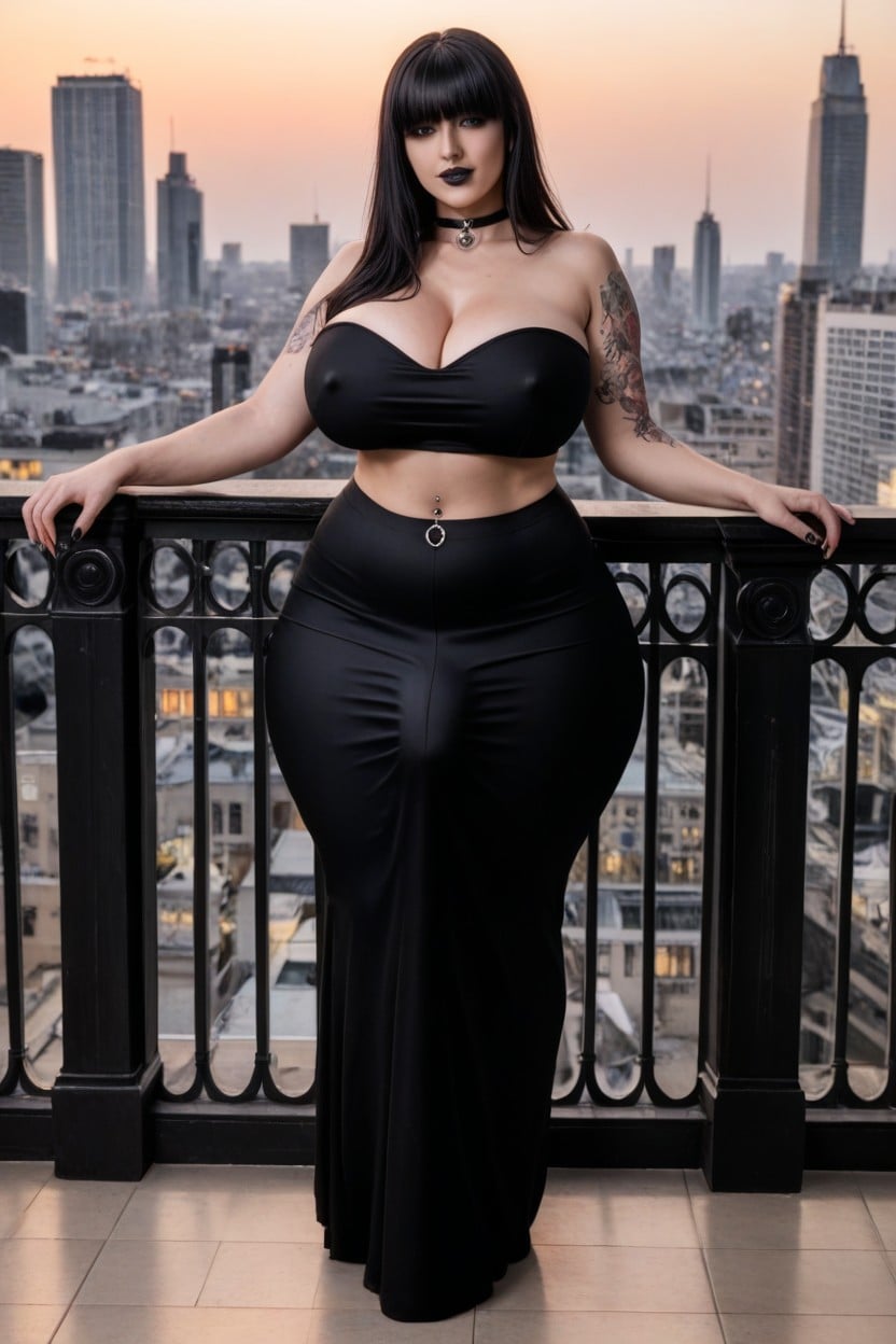 Choker, Giant Saggy Breasts, Piercings Shemale AI Porn