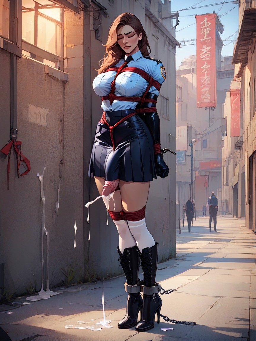 Sexy Shemale, Stand Upright, Hogtied Shemale AI Porn