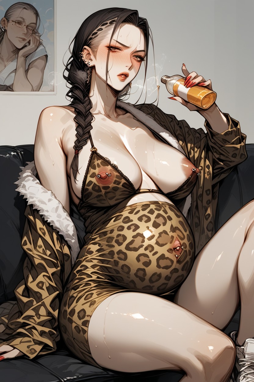 Sad, Pregnant Aunty Stomach Fully Clothed Leopard Print, Angry Hentai AI Porn