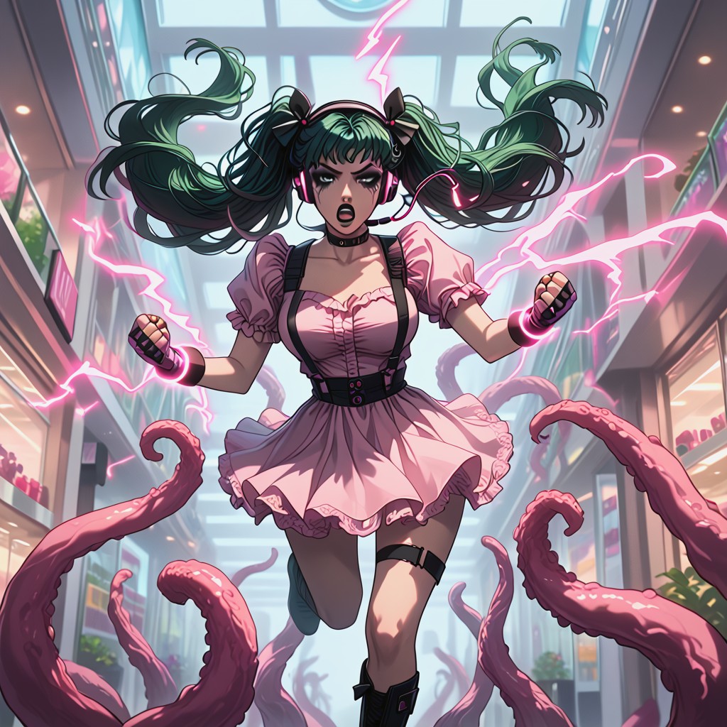 Wind In Hair, Frilled Pink Shirt, Retrofuturistic Hentai AI Porn