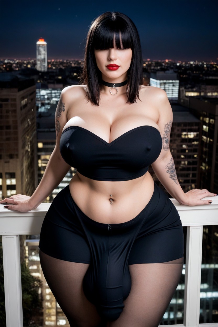 Standing, Hourglass Figure, Red Lipstick Shemale AI Porn