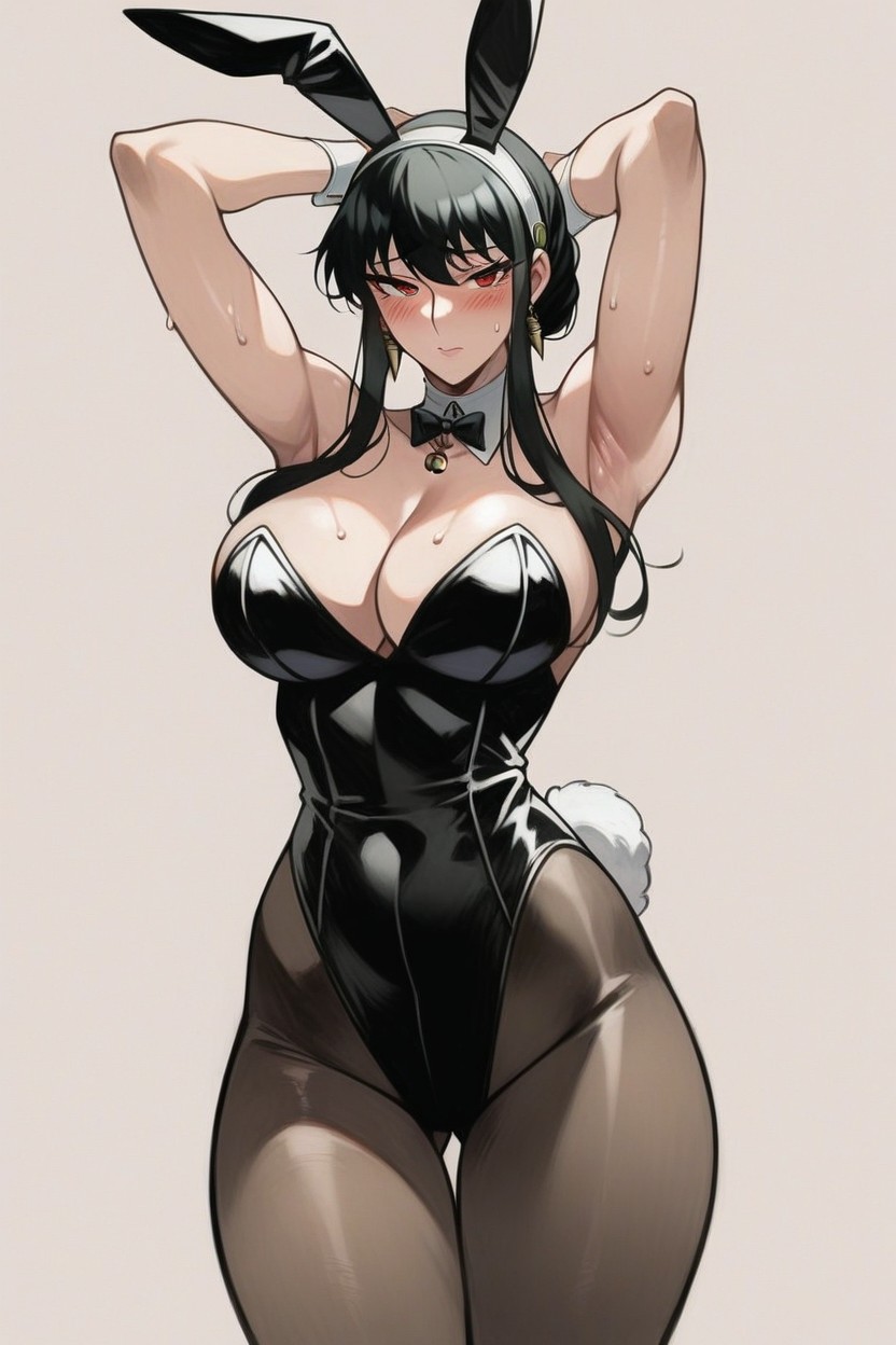 Solo Female, Red Eyes, Bunny Costume Hentai AI Porn