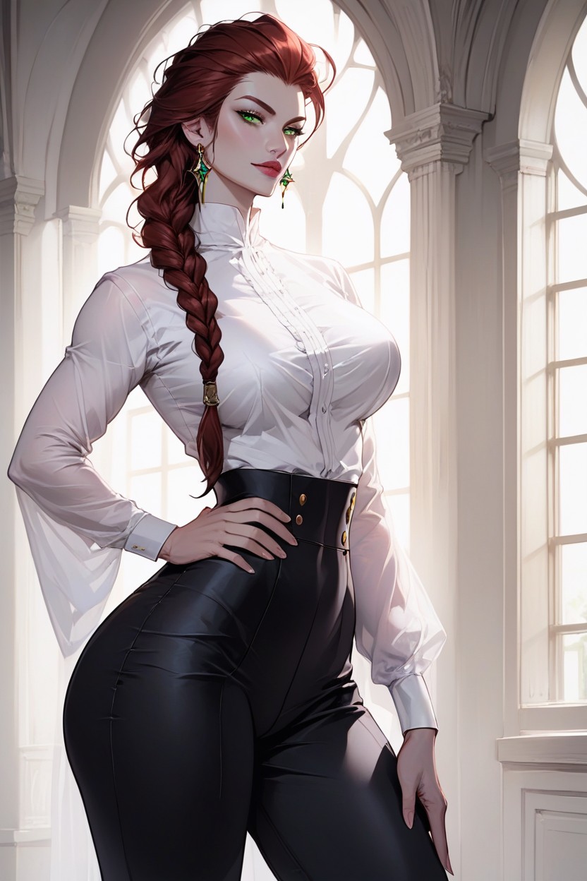 Solid White Background, Massive Thighs, Seductive Hentai AI Porn