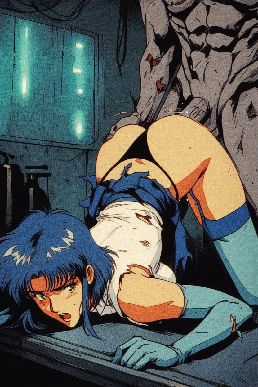 Medium Breast, Navy Blue Skirt, Side View AI Porn