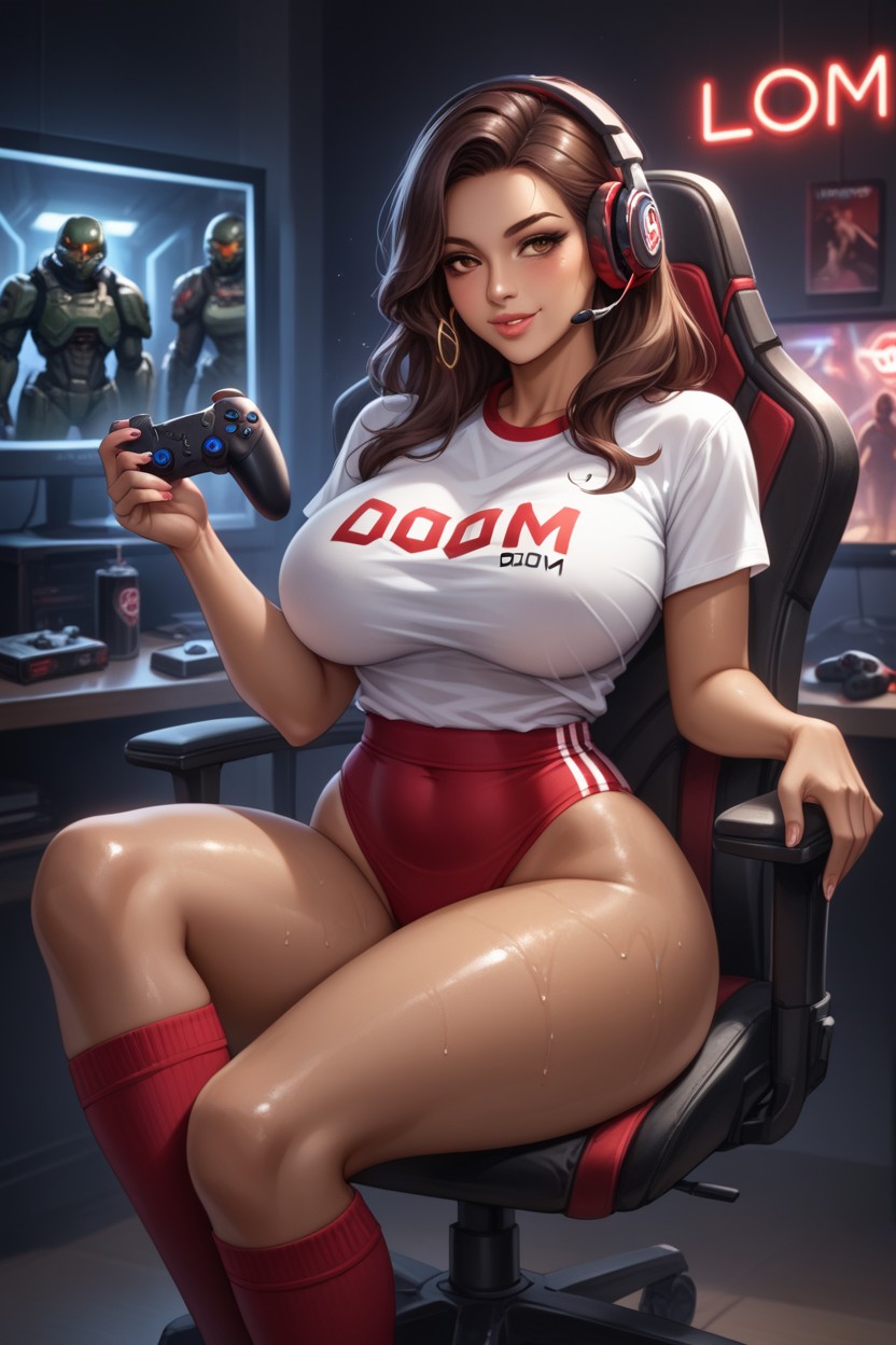 Hourglass, Livestreaming, Large Breasts AI Porn