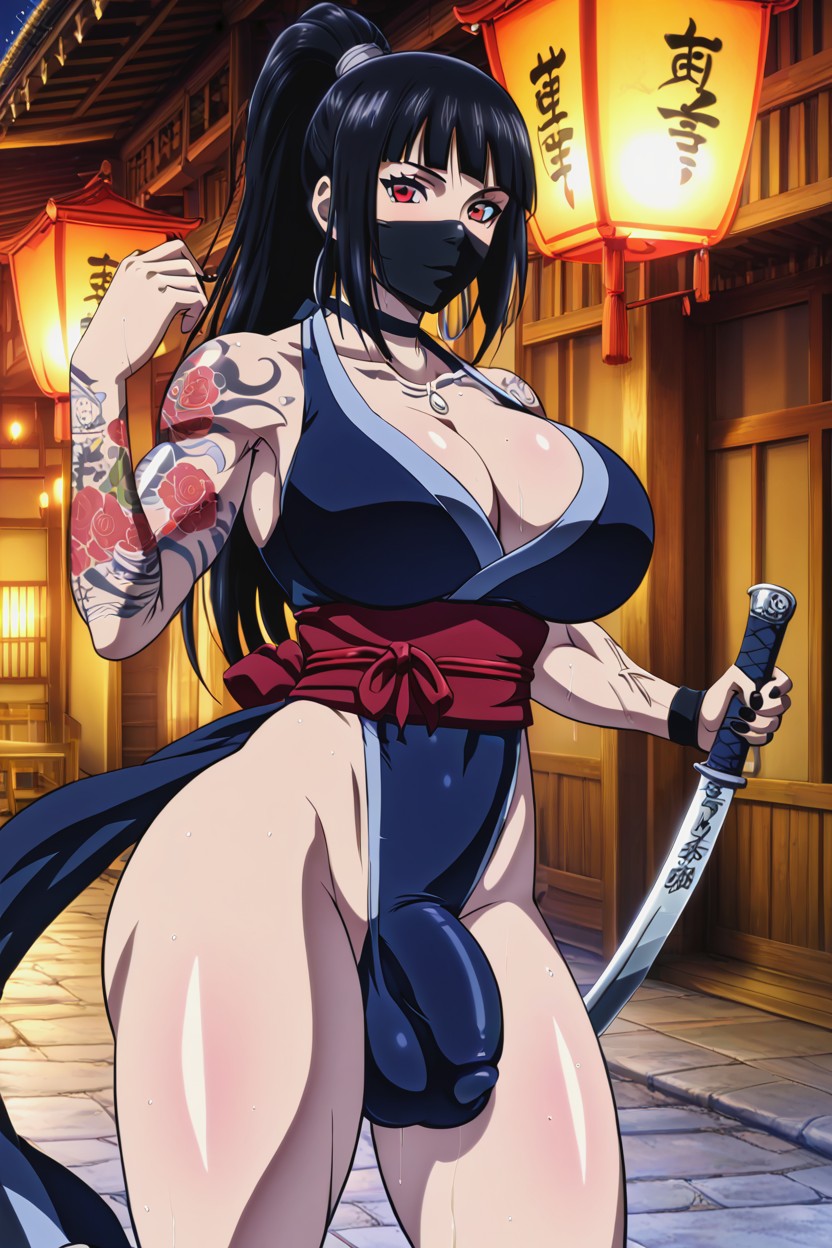 Ninja Mask, Fit, Thick Veiny Cock Bulge Hentai AI Porn