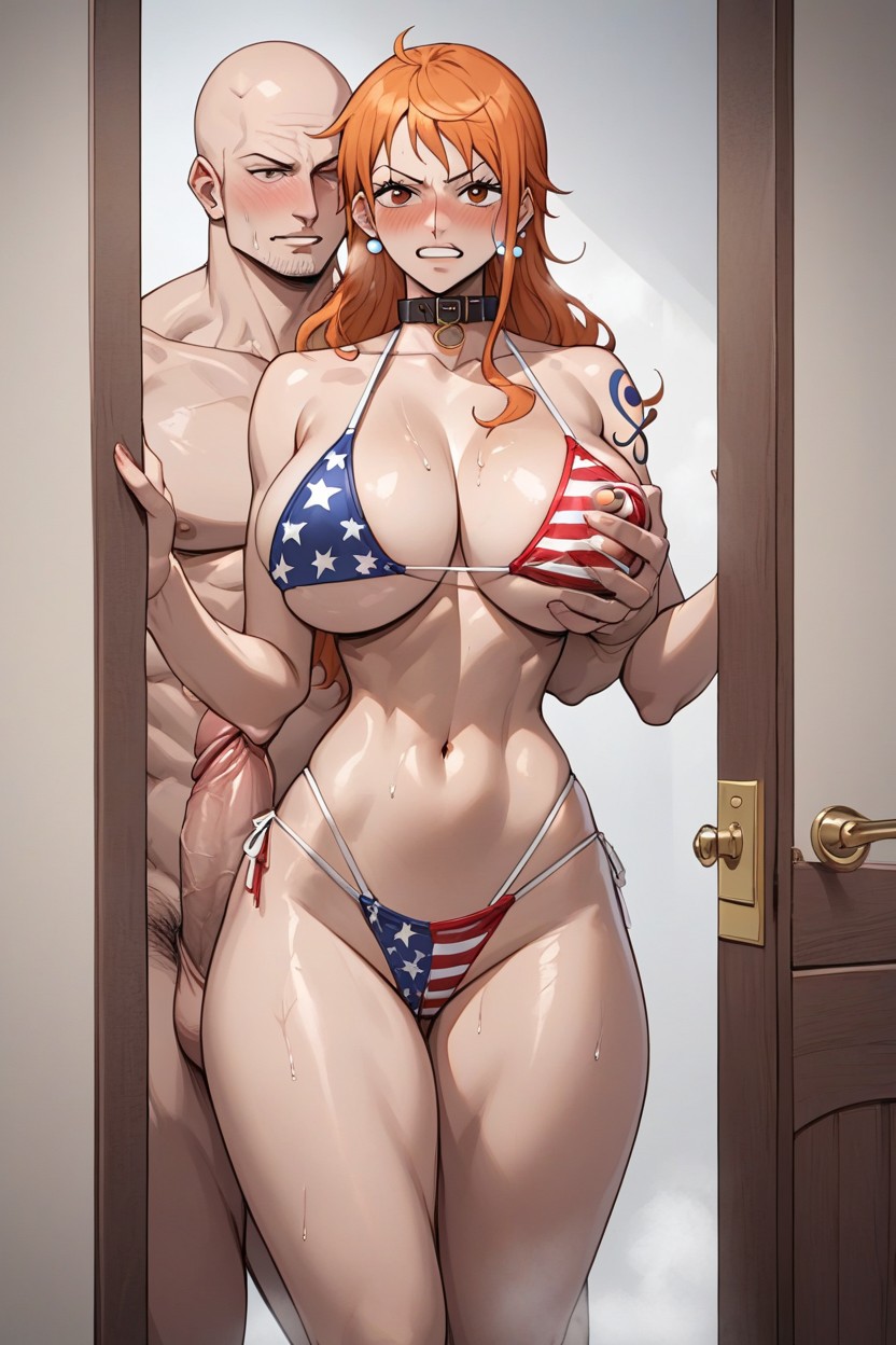 18+, American Flag Bikini, Collar Hentai AI Porn