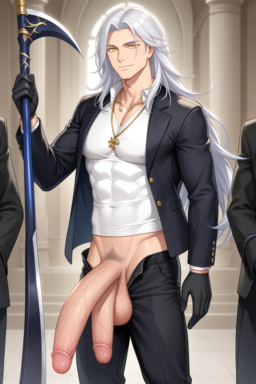 Holding Scythe, Flaccid Penis, Necklace AI Gay Porn