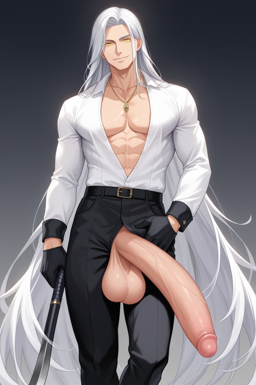Multiple Penises, Slight Smile, Long Length AI Gay Porn