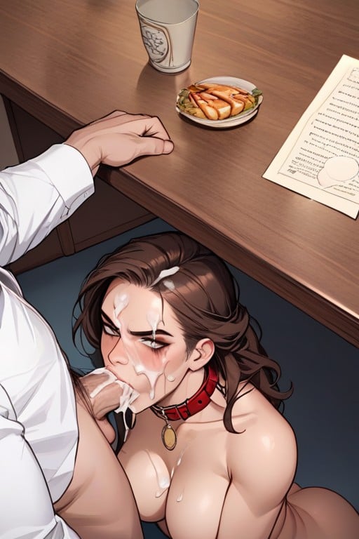 Wet Pussy, Secret Blowjob, Food And Drinks On Table Hentai IA