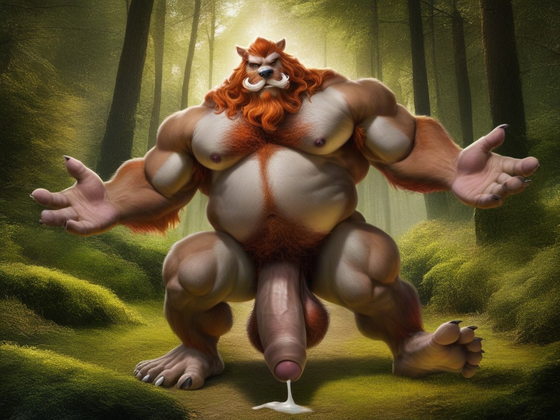 Hairy, Obese Burly, Covered In Cum AI Gay Porn