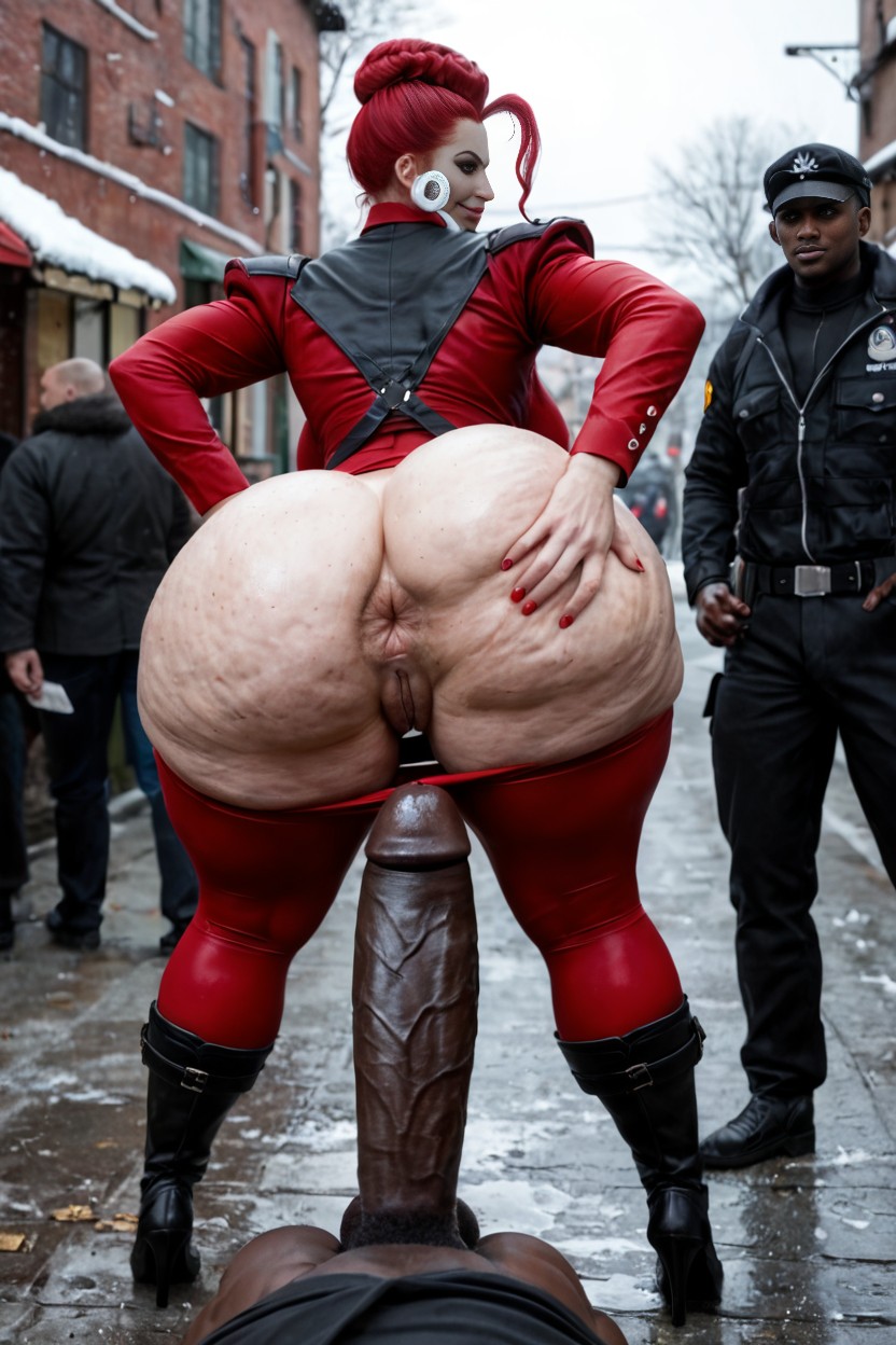 Crimson Viper From Streetfighter Anal Fucked, Side View, Male Penetrating Curvy Female Anal AI Porn
