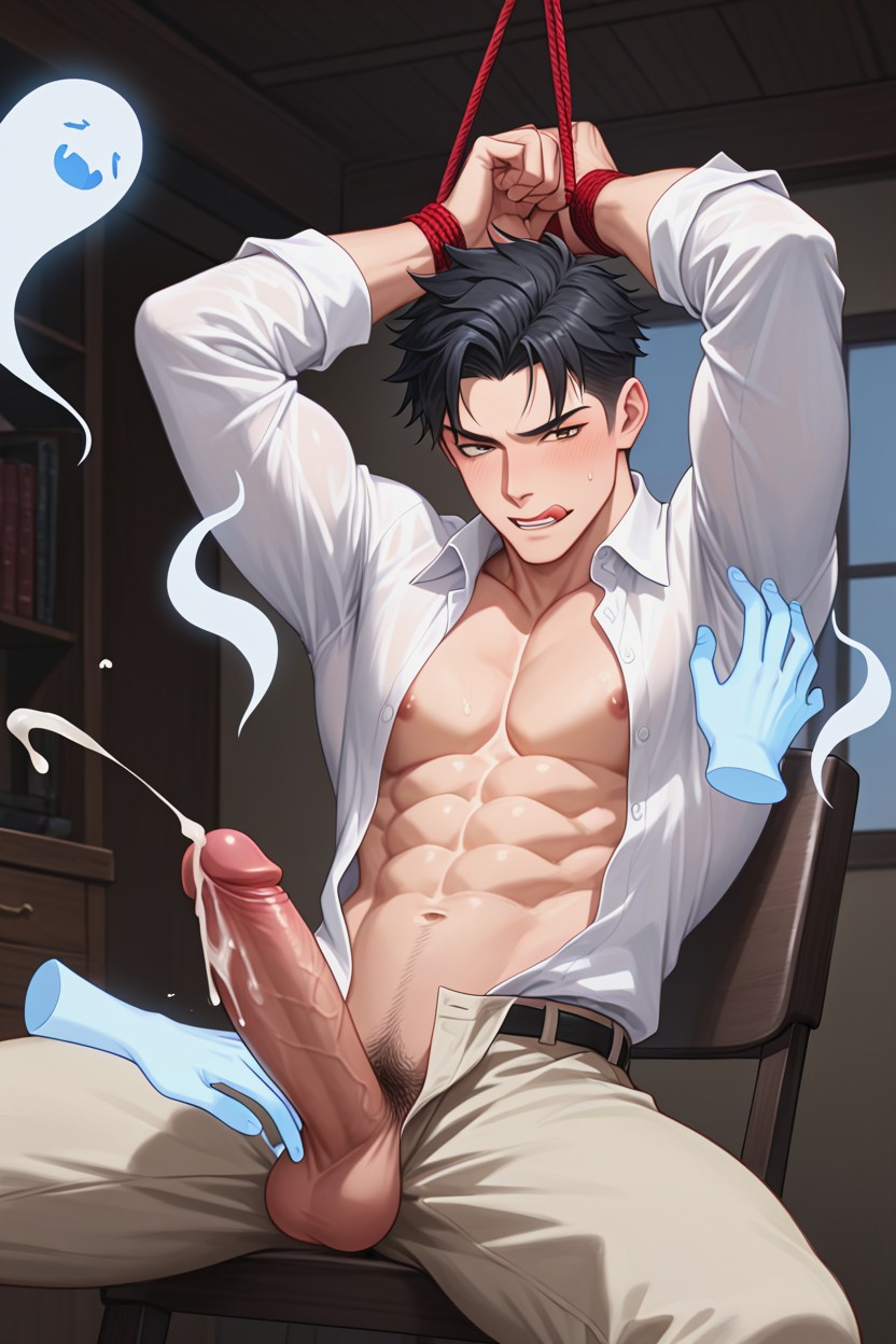 Orgasm Energy, There Are Two Men, Black Hair AI Gay Porn