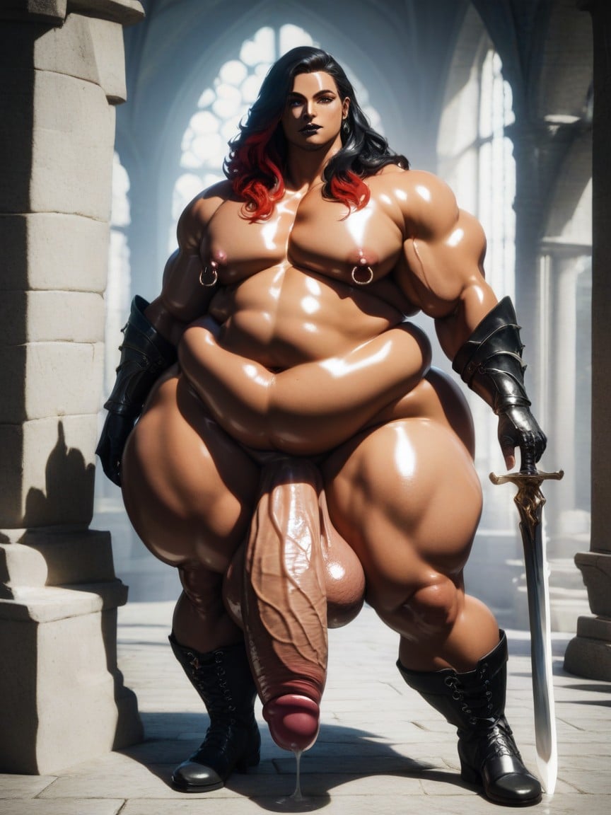 Holding Sword, Palace, Extremely Veiny Penis AI Gay Porn