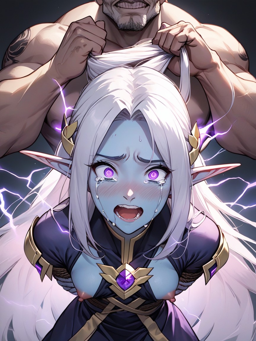 Teardrops, Pure Thunder Blue Skin, Thunder Hair Hentai IA