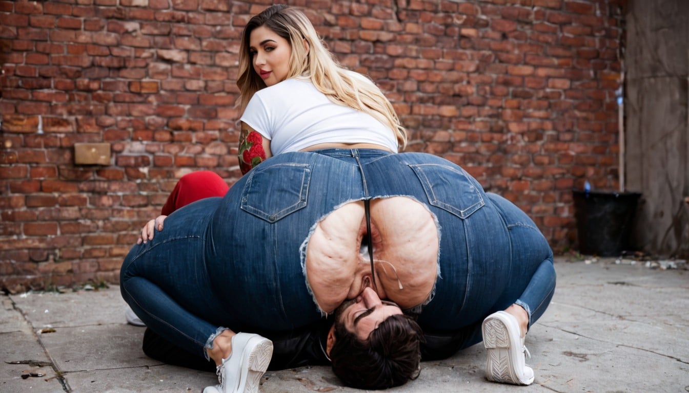 Hyper Thick Thighs, Sitting On Mans Face, Brick Wall BBW AI Porn