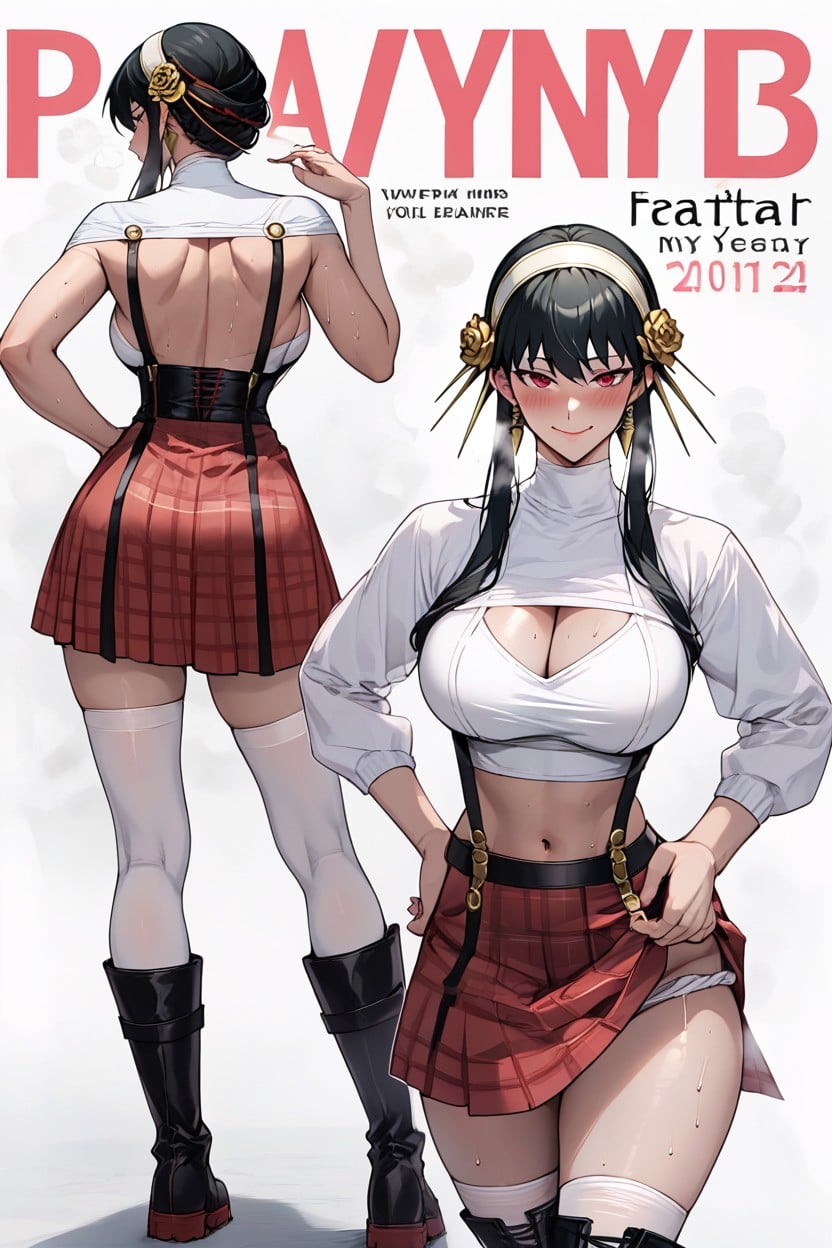 Blushing Lines, Cleavage, Rear View Hentai AI Porn