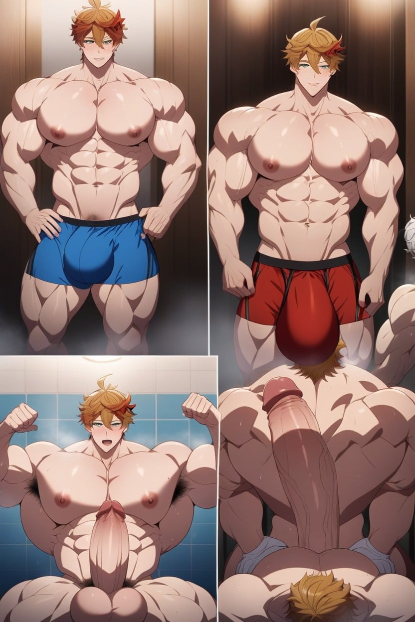 Squeezing Massive Pecs, Groping, Massive Bulge AI Gay Porn