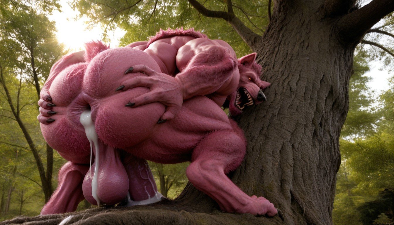 Anthro, Body Slightly Twisted To The Right, Werewolf Ass Fucked By Spacemonster AI Gay Porn