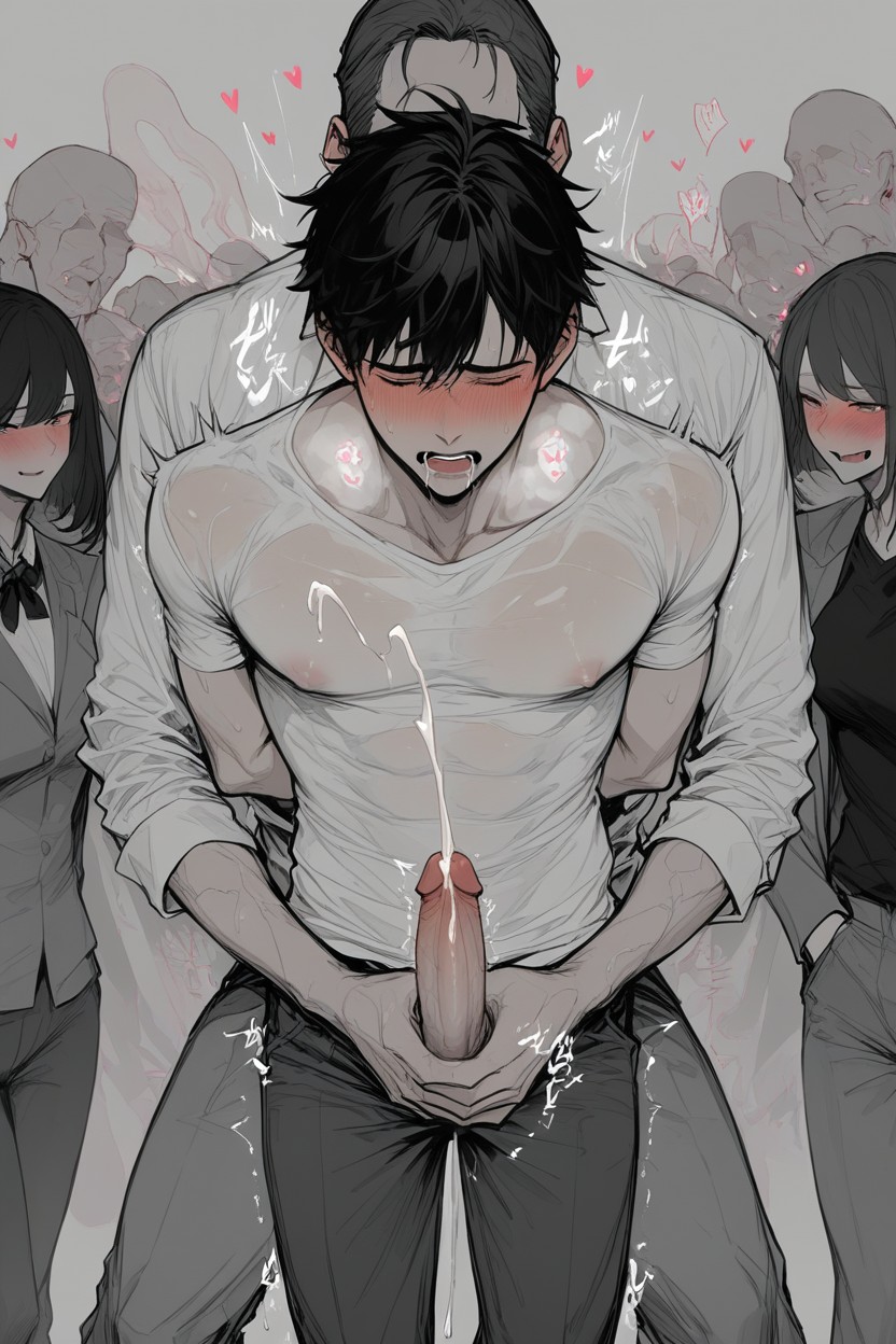 Twitching, Masturbation By Ghost Hands, Precum Drooling AI Gay Porn