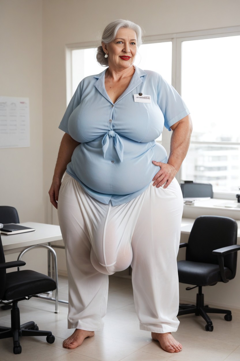 Obese, 60+, Standing In Hospital AI Porn