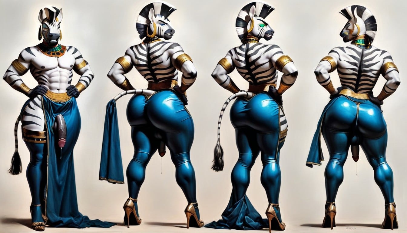Detailed Eyes, Blue Shiny Latex Mascara, Gay Furry AI Porn