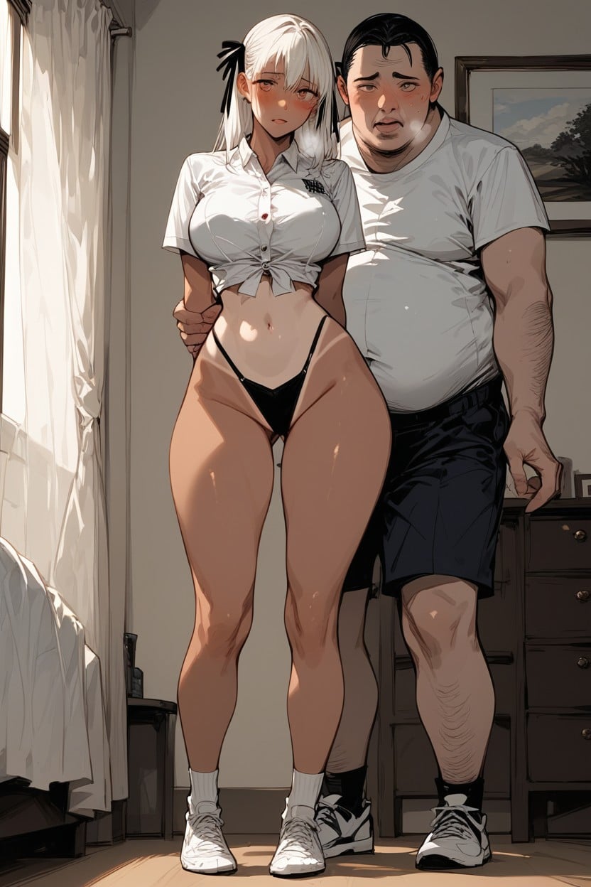 Drooping Eyes, Shoes, Legs Spread Hentai AI Porn