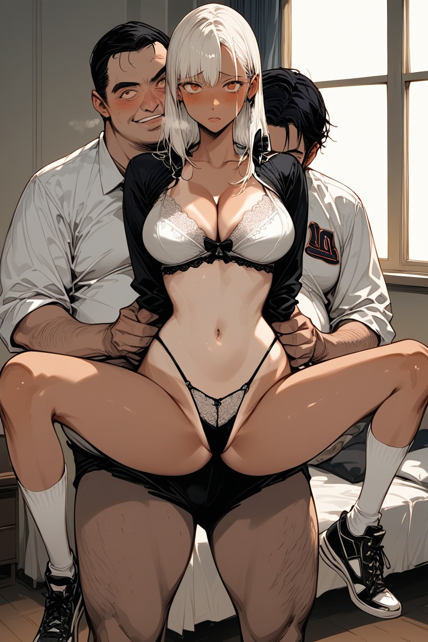Huge Ugly Man Grinning Face, Lean Body, Tan Lines Hentai IA