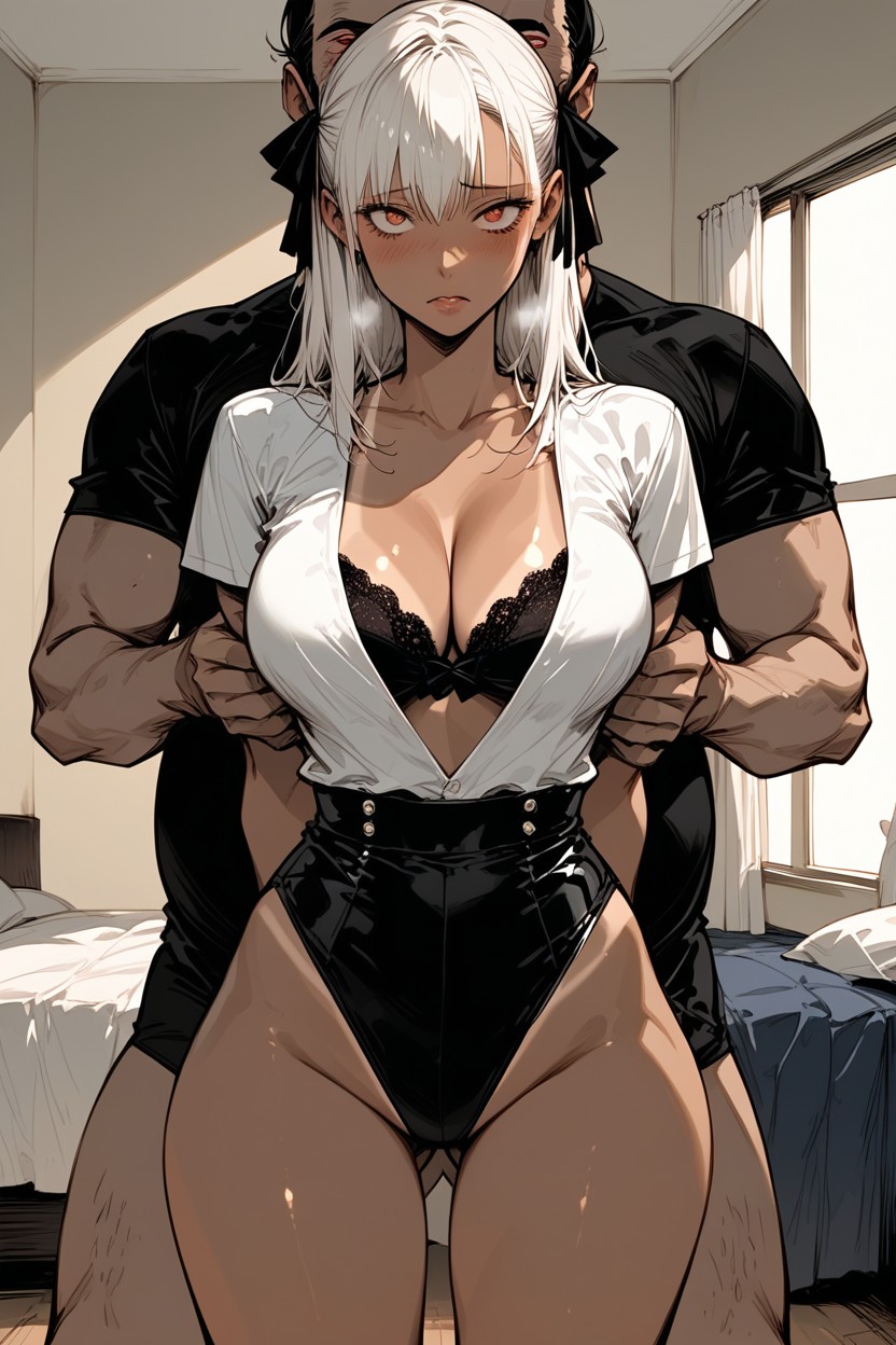 Towering Over Her, Bedroom, Focus On Face Hentai AI Porn