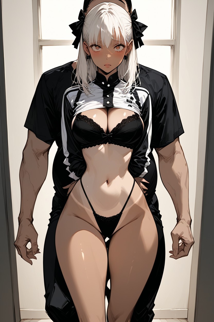 Massive Ass, Drooping Eyes, Man Much Taller Then Woman Hentai AI Porn