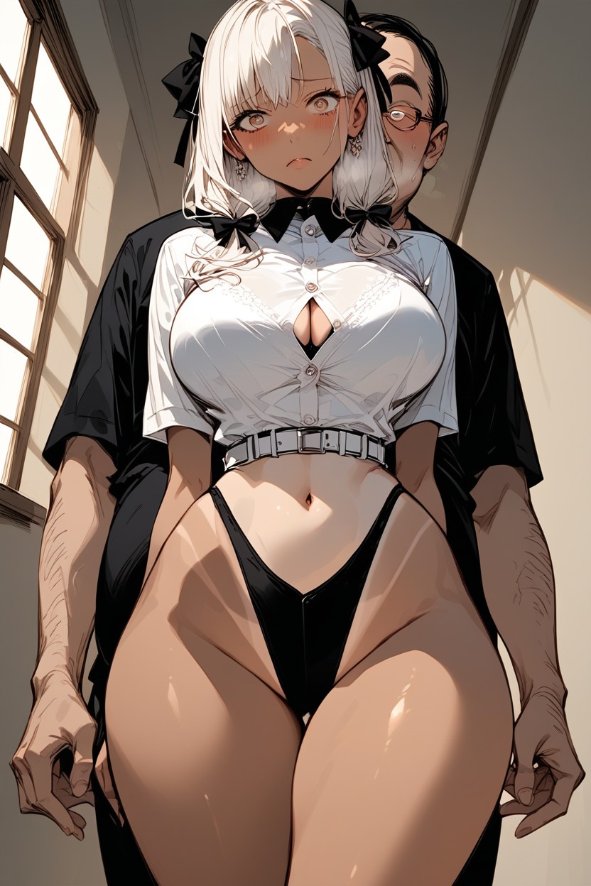 Drooping Eyes, Black Hair Ribbons, Looking At Viewer Hentai AI Porn