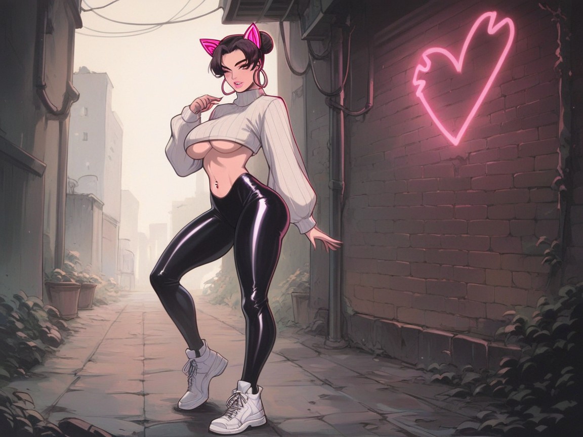 18+, Confident And Flirty Pose, Pink Eyeliner Hentai AI Porn