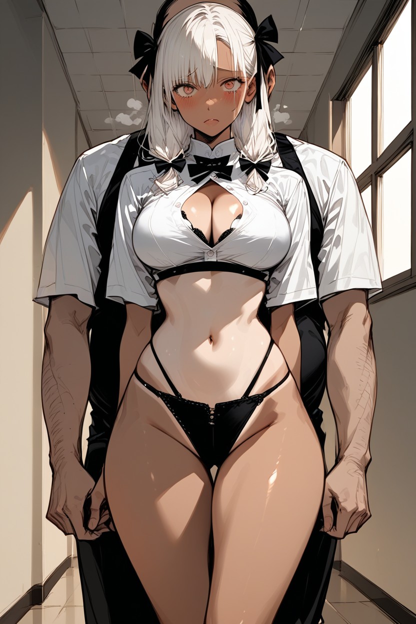 Hourglass Figure, Breathing In, Dark Tan Hentai AI Porn