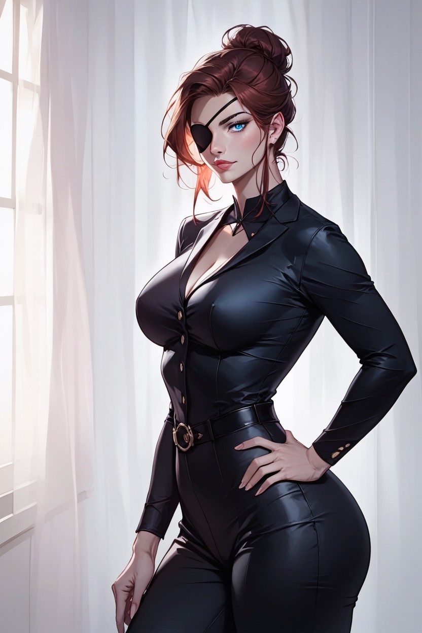 Pale Skin, Cute, Dark Auburn Hair Hentai AI Porn